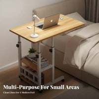 Locking Casters Adjustable Height Laptop Desk Versatile Use Overbed Table Sturdy Construction Rolling Laptop Desk Rounded Corners for Students, Apartment Dwellers, Distant Workers, Bedroom, Dorm Room, Small Areas, Classroom