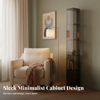 Space-Saving Slim Transparent Vertical Organizer High Clarity Slim Vertical Organizer Freestanding Narrow Shelving Single-Piece Minimalist Design for Apartment Dwellers, Homeowners, Collectors, Living Room, Small Areas, Bedroom, Home Office