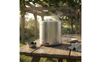 Cylindrical Briquette-Fired Grill Lid Portable Grill Set Bottom Ventilation Openings Outdoor Cooking