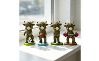 Bovine Figurine Cartoon Bovine Figurine with Resin Base Toy for Shelf, Desk