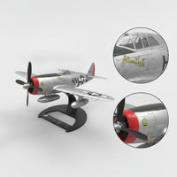 Collectible P-47D Thunderbolt Model Silver-Finish Fighter Aircraft Model with Stand Detailed True-to-Scale for Aviation Enthusiasts, Collectors, History Buffs, Desk Display, Shelf Decor, Office