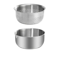 2 Pieces Perforated Colander with Mixing Bowl Nesting Colander and Mixing Bowl Set Rust-Resistant Bowls Food-Grade for Bakers, Kitchen