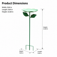 Iron Garden Avian Bath, 83cm Green Ground Mount Outdoor Decor, Rust Resistant Patio & Yard Decor, Botanical Contemporary Design