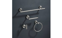 4 Pieces Stainless Steel Bathroom Hardware Set Concealed Mount Towel Bar Set with Loop Modern Towel Bar Rustproof for Guest Bath, Washroom