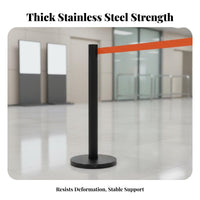 Anti-Rust Stainless Steel Retractable Belt Barrier Heavy-Duty Base Retractable Belt Crowd Control Post Long-Lasting Double Layer Queue Stanchion Weather Resistant for Event Organizers, Retail Managers, Business Owners, Events, Exhibition Halls, Airports