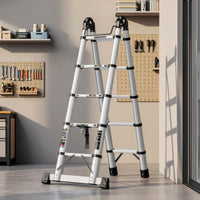 Telescopic Ladder with Anti-Slip Feet Multifunction A-Shaped Ladder Ladder Versatile for Homeowners, Home Repairs, Overhead Work, Warehouse