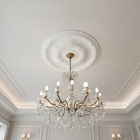 Ornate Ceiling Medallion with Floral Relief Elegant PU Ceiling Medallion Decorative Molding Classical for Homeowners