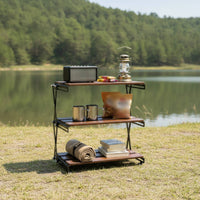 3 layer Camping Shelf Lightweight Desk Organizer Storage Rack Quick Setup Furniture for , Patio