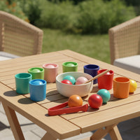 Sorting Toy with Cups and Balls Wooden Educational Sorting Set Educational Balls in Cups Toy for Young Children, Preschoolers, Homeschooling, Playroom