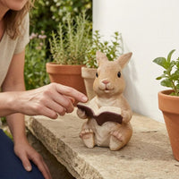 Hand-Painted Resin Rabbit Ornament Textured Rabbit Garden Statue Upright Ears Bunny Garden Ornament Glossy Eyes for Courtyard