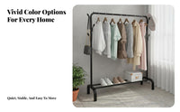 Easy Assembly Freestanding Clothes Organizer Large Capacity Double Rod Clothing Rack Multi-Functional Heavy Duty Metal Garment Rack 360° Swivel Wheels for Homeowners, Students, Renters, Balcony, Laundry Room, Entryway, Basement