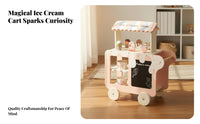 Mini Dessert Station Stand Playset Interactive Play Rolling Ice Cream Stand Promotes Imagination Rolling Dessert Trolley Toy for Children, Girls
