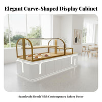 Bakery Display Case Multi-Tier Shelving Curved Glass Bread Cabinet Modern Design Pastry Display Case for Cafe Owners, Restaurant Managers, Supermarket