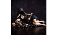 Hooded Reader Figurine Enigmatic Gothic Figure with Book Literary Decor for Desk