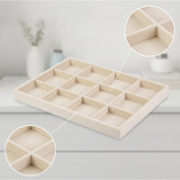 Flocked Jewelry Tray with 12 Compartments Open-Top Jewelry Organizer Tray Shallow Scratch-Resistant for Collectors