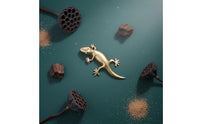 Handmade Brass Gecko Figurine Palm Sized Brass Gecko Statue Artistic Details Vintage Lizard Statue No Power Required for Collectors, Creature Lovers, Desktop, Car Dashboard