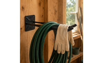 Curved Arms Tire Hook Rectangular Plate Wall-Mounted Tire Hook Mounting Holes Hanging Rack Space-Saving for Garden