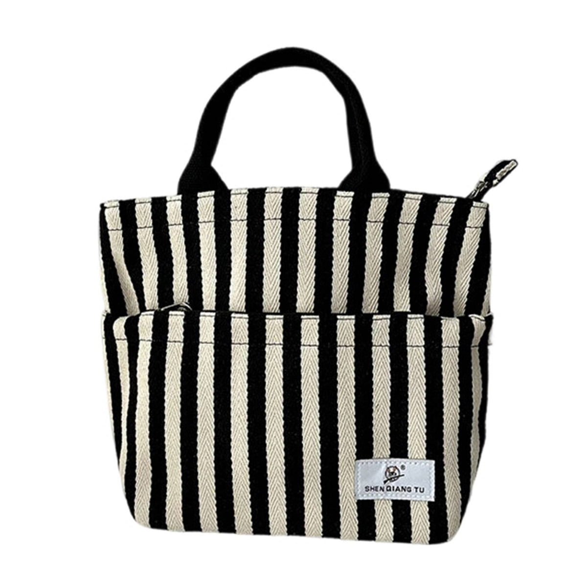 Striped closure Tote Large Capacity meal container bag adaptable for Shopping, Students