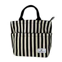 Striped closure Tote Large Capacity meal container bag adaptable for Shopping, Students
