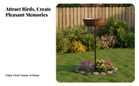 Deep Basin Bird Bath Feeder Combo Weather Resistant Bird Bath and Feeder Combo Freestanding for Gardeners, Outdoor, Yard, Patio