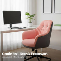 360-Degree rotate Upholstered Rolling Task Chair Comfortable padding Upholstered Shell Chair with casters Adjustable Height Vanity Seat Ergonomic Design for Home Office Workers, Students, Adults, Bedroom, Study Room