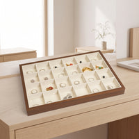 Jewelry Tray with Compartments Multi-Compartment Jewelry Tray Wooden Organizer Box Rectangular Slimline for Collectors