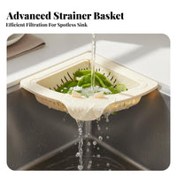 Sink Corner Basket Space Saving Corner Drain Basket Fast Draining Sink Food Debris Collector