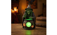 Witch Figurine Table Lamp Illuminated Halloween Tabletop Lamp Seasonal Night Light for Desk