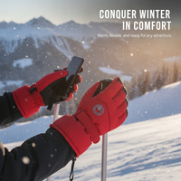 Men's Waterproof Thermal Ski Gloves with Anti-Loss Rope for Winter Sports