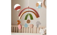 Wooden Mobile with Rainbow Natural Hanging Baby Mobile with Charms Gender Neutral Simple for Newborns, Crib, Nursery