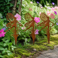 Garden Fairy Metal Silhouette Stakes for Outdoor Lawn Decor