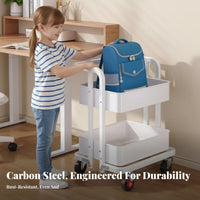Mobile with Wheels Foldable Rolling Bookshelf Space-Saving 3-Tier Collapsible Trolley Large Storage Capacity Utility Trolley Multi-Functional for Office Workers, Homeowners, Study Room, Classroom, Bedroom, Kitchen