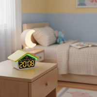 Multifunction House Shaped Alarm Timepiece Night Light Home Decor Cute Design for Office