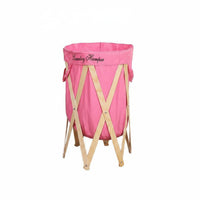 Foldable Laundry Hamper Large Capacity Wooden Laundry Basket Removable Liner Home Organizer for Bedroom