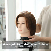 Male Mannequin Head Can Be Dyed and Permed Barber Practice Head Dyeable Haircut Training Doll for Barbers, Beauty School