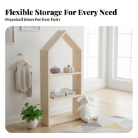 Child-Friendly Design No-Coststanding Childs Armoire Accessible Display House-Shaped Clothes Rack Stable Structure children's Storage Easy Assembly for Toddlers, Babies, Parents, Playroom, Bedroom, Daycare, Kindergarten