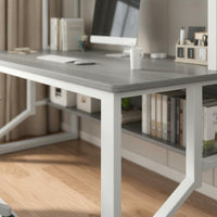 Modern Design Study Table with Bookshelf Spacious Desktop Integrated Desk and Bookcase for Students, Bedroom