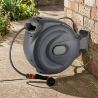 Automatic Wall-Mounted Retractable Hose Reel Space-Saving Garden Hose Reel with Swivel Bracket for Gardeners, Homeowners, Yard, Patio