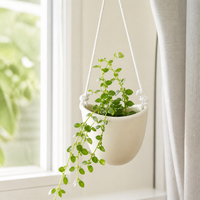 24CM Glazed Ceramic Hanging Planter, Nordic Indoor Pot, Decorative Balcony Hanging Pot for Trailing Plants