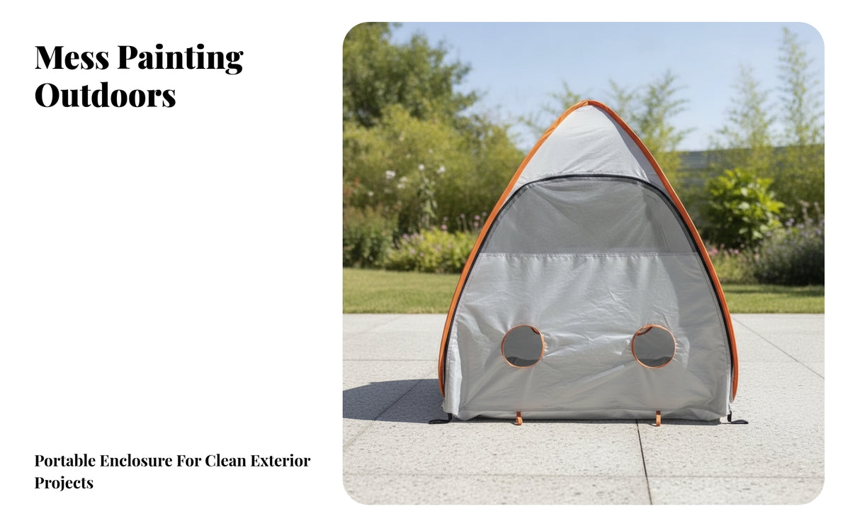 Mess Instant-Setup Spray Tent | Quick Setup, Spray Tent with Access Ports, for Workshop