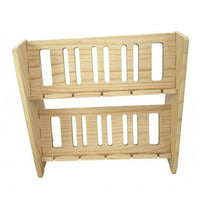 Natural Wood Finish Two-Tier Phone Stand Freestanding Slatted Phone Stand Organized Storage Desk Accessory Unobstructed Design