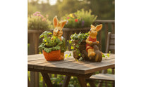 2 Pieces Hare Planter Rustic Planter with Hare Figure Endearing Flowerpot for Plant Lovers, Patio