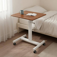 Sturdy Construction Rolling Bedside Computer Desk Space Saving Height Adjustable Laptop Table Mobile Standing Desk for Bedroom, Living Room