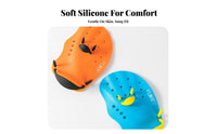2 Pieces Increases Arm Strength Swimming Hand Paddles Soft Silicone Straps Webbed Hand Flippers Curved Design for Children, Swimmers