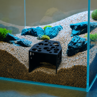 Aquatic Habitat Cave, Shrimp Hideout, Rustic Resin Cave for Fish, Shrimp & Amphibians, Breeding Chamber, 4-9mm Entrances, Non-Toxic