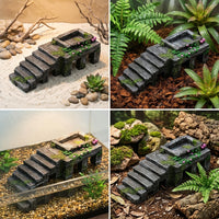 Realistic Hide Aquatic Tank Ornaments, 13*20cm Reptile Hideout and Basking Perch, Aquarium Decoration for Turtles and Bearded Dragons, Resin