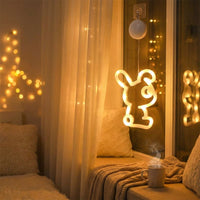 Easter Bunny Light Cute Shape Hanging Indoor Lighting Festive Atmosphere Light for Window, Shop Owners, Families, Bedroom