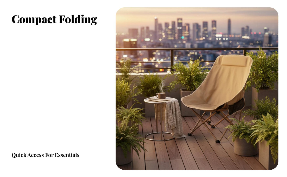 Ergonomic Design Portable Reclining Lounge Chair Built-in Headrest Adjustable Reclining Camp Chair Stable Cross-Frame Collapsible Beach Lounger Side Pocket for Campers, Families, Backpackers, Camping, Backyard, Picnic, Travel