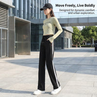 Joggers for Women with Straight Leg Cut and Drawstring Waist, Baggy Blend Pants with Side Stripes for Casual Wear and Sports