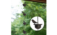 Bird Rain Chain Hanging Rain Chain with Bird Cups Outdoor Downspout Substitute for Gutter, Garden